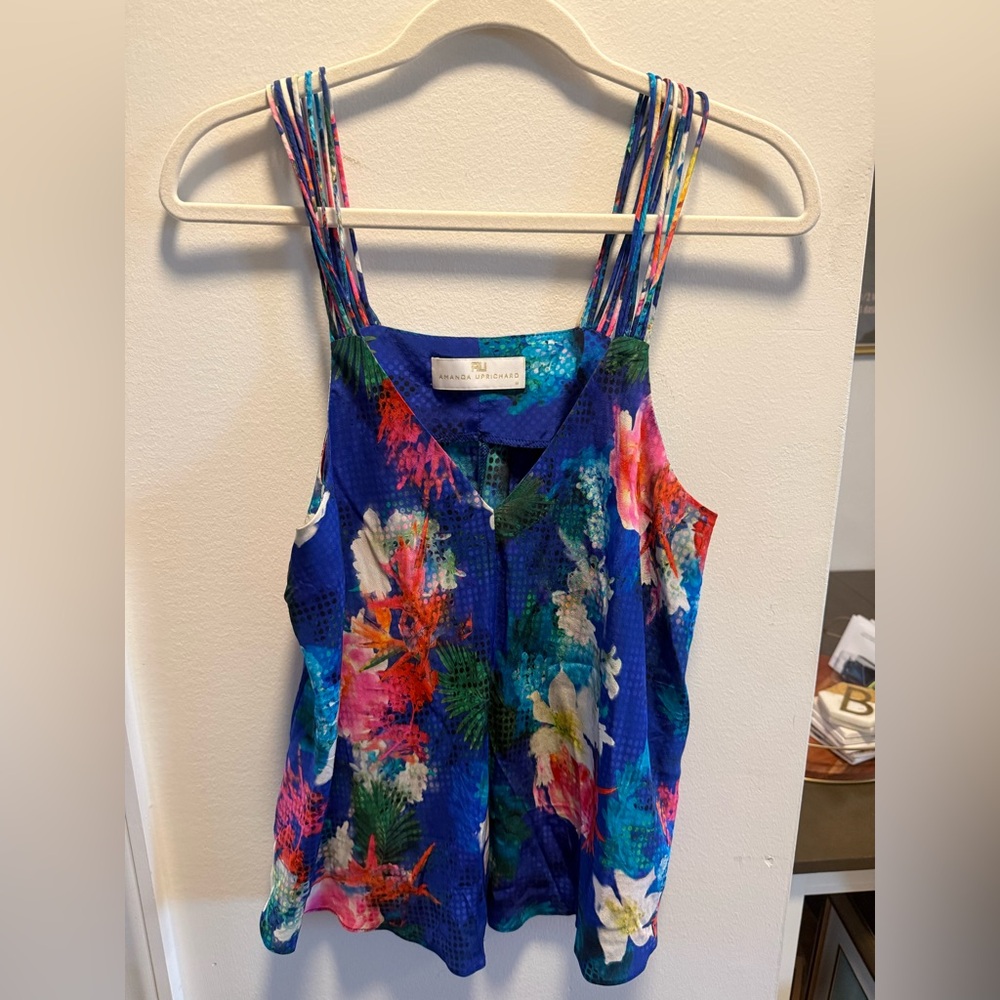 Amanda Uprichard Multicolor Floral Silk Tank Size M multicolored